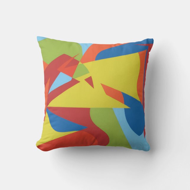 Toucan Pop Abstract Throw Pillow (Front)