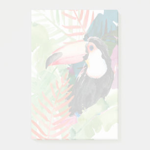 Toucan Portrait with Tropical Leaves Post-it Notes