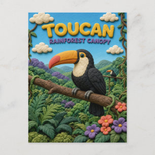 Toucan, Rainforest Canopy Clay Art Postcard