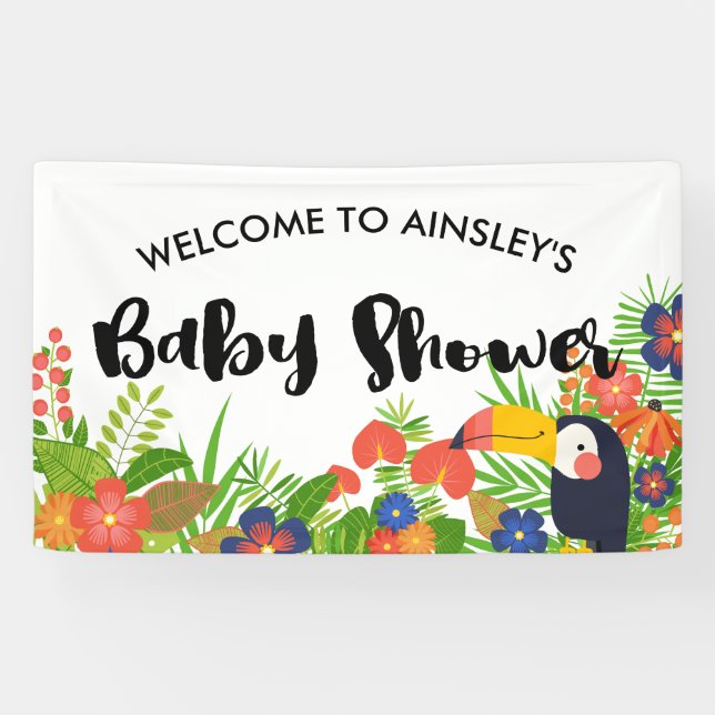Toucan Tropical Baby Shower Banner (Horizontal)