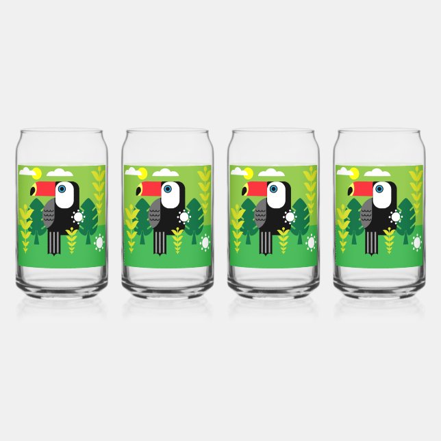 Toucan Tropical Bird Can Glass (Front)