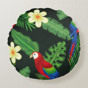 Toucan Tropical Bird Floral Round Pillow