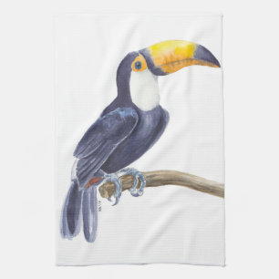 Toucan, tropical bird kitchen towel