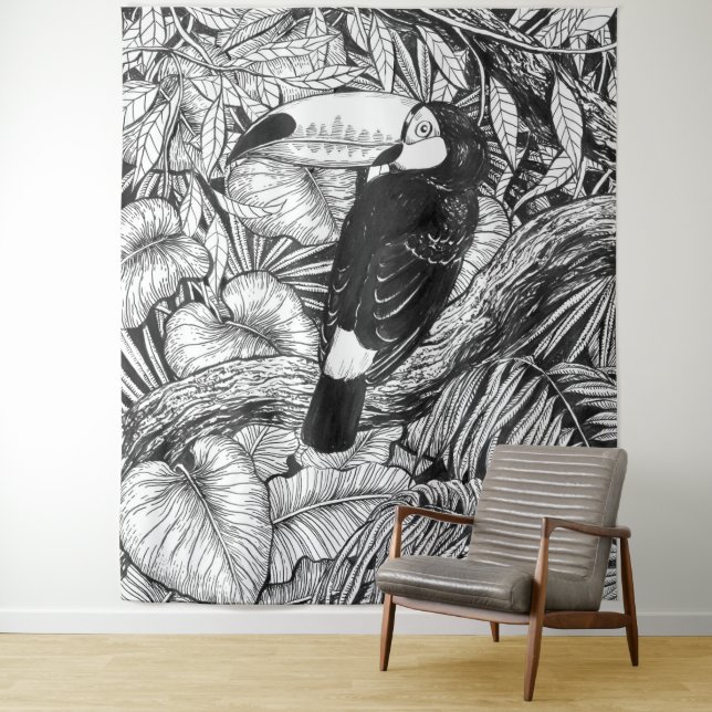 Toucan tropical garden tapestry (In Situ)