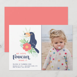 Toucan Tropical Palm Feuilles Invitation d'anniver