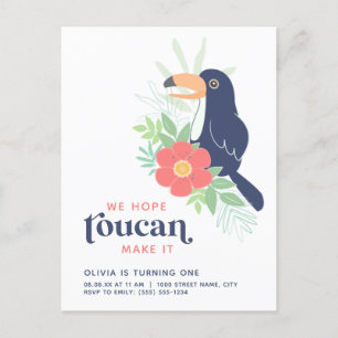 Toucan Tropical Palm Feuilles Invitation d'anniver