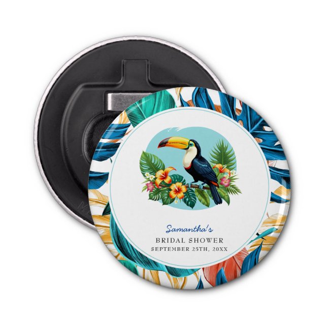 Toucan Tropical Rainforest Summers Bridal Shower Bottle Opener (Front)