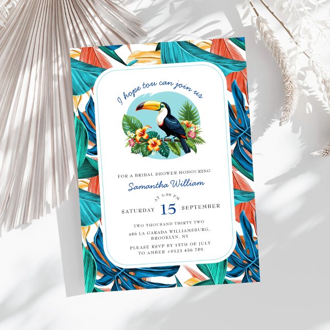 Toucan Tropical Rainforest Summers Bridal Shower Invitation (Creator Uploaded)