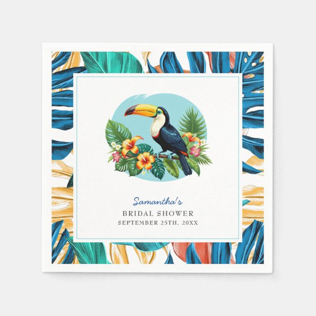 Toucan Tropical Rainforest Summers Bridal Shower Napkin (Front)
