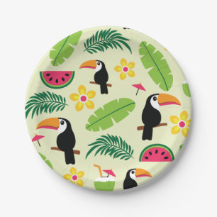 Toucan Tropical Summer Pattern Paper Plate