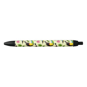Toucan Tropical  Summer Pattern - Yellow Black Ink Pen