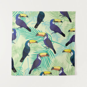 Toucan Vintage, Colourful Illustration. Tapestry