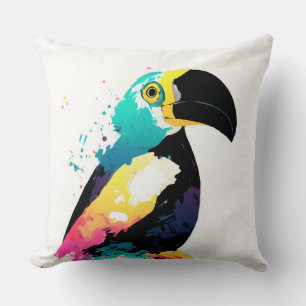 Toucan Wild Nature Animal Colors Art Painting Throw Pillow