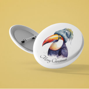 Toucan Winter Vibes, custom 1 Inch Round Button