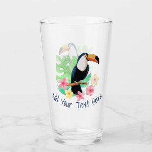 Toucan With Tropical Flowers Glass