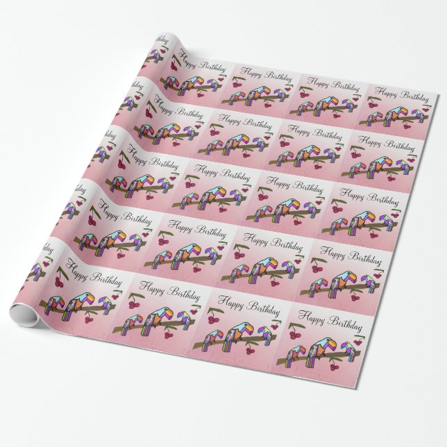Toucans Birthday Party Wrapping Paper (Unrolled)