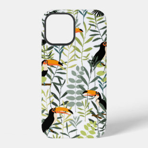 Toucans in green leaves and branches seamless patt iPhone 12 case