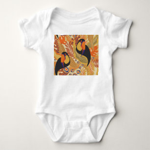 Toucans on branches, seamless tropical pattern. baby bodysuit