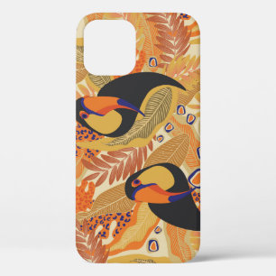 Toucans on branches, seamless tropical pattern. iPhone 12 case