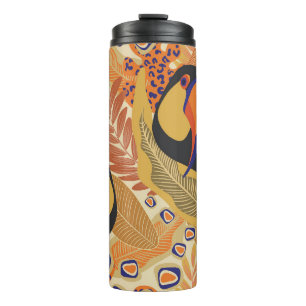 Toucans on branches, seamless tropical pattern. thermal tumbler
