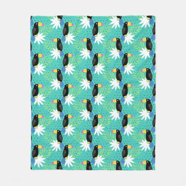 Toucans On Teal Fleece Blanket (Front)