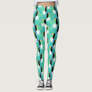 Toucans On Teal Leggings
