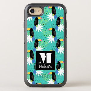 Toucans On Teal   Monogram OtterBox Symmetry iPhone 8/7 Case