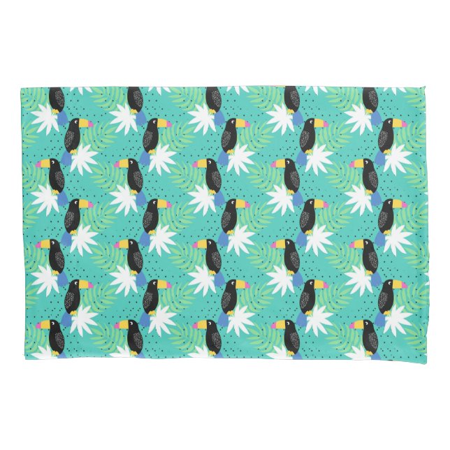 Toucans On Teal Pillowcase (Front-Left)