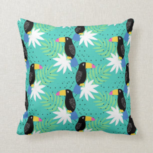 Toucans On Teal Throw Pillow