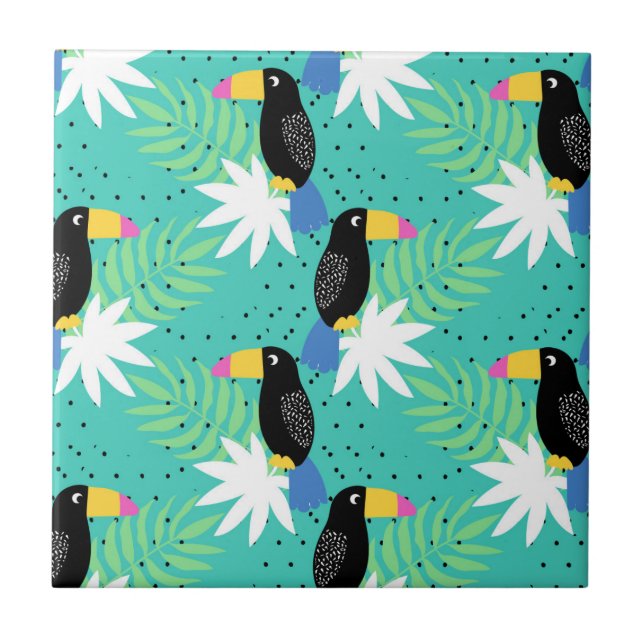 Toucans On Teal Tile (Front)