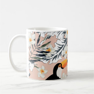 Toucans, Palms, Plumeria: Pink Tropical. Coffee Mug