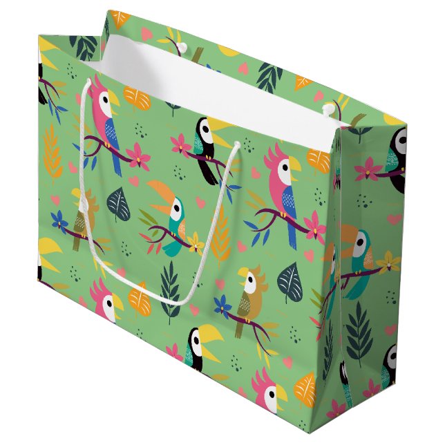 Toucans & Parrotts Large Gift Bag (Front Angled)