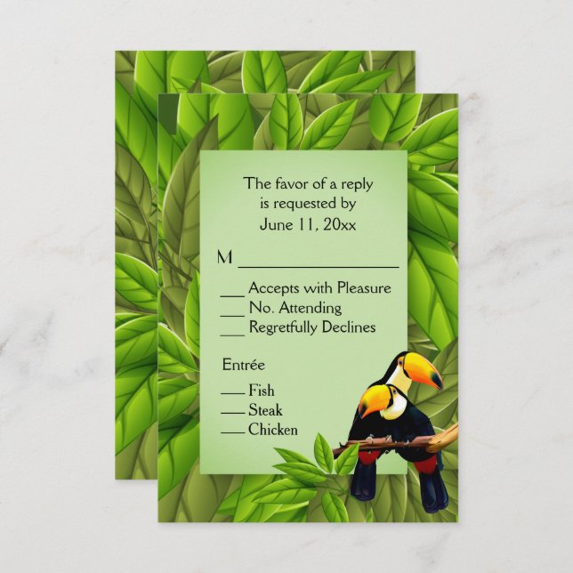 Toucans RSVP with Entree Selection Invitation (Front/Back)