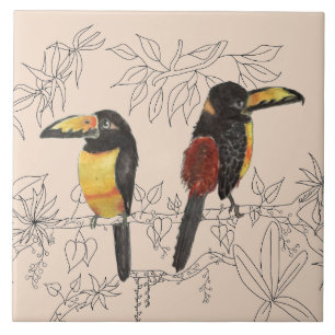 Toucans sur carreaux de céramique (B)