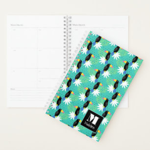 Toucans sur Turquoise Monogramme