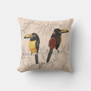 Toucans sur un oreiller à lancer