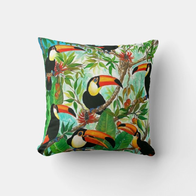 Toucans Throw Pillow (Front)
