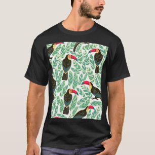 Toucans, tropical leaves, decorative pattern. T-Shirt