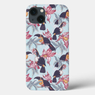 Toucans With Exotic Flowers iPhone 13 Case