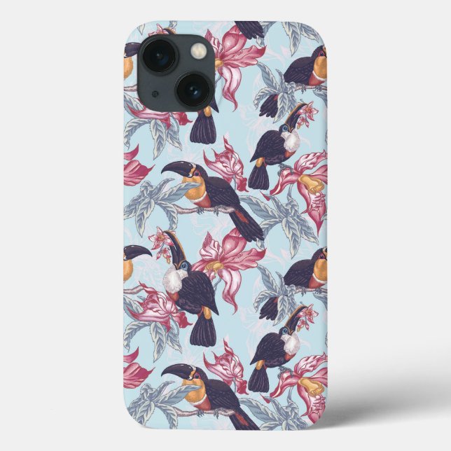 Toucans With Exotic Flowers Case-Mate iPhone Case (Back)