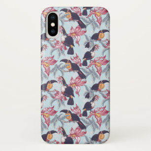 Toucans With Exotic Flowers iPhone X Case