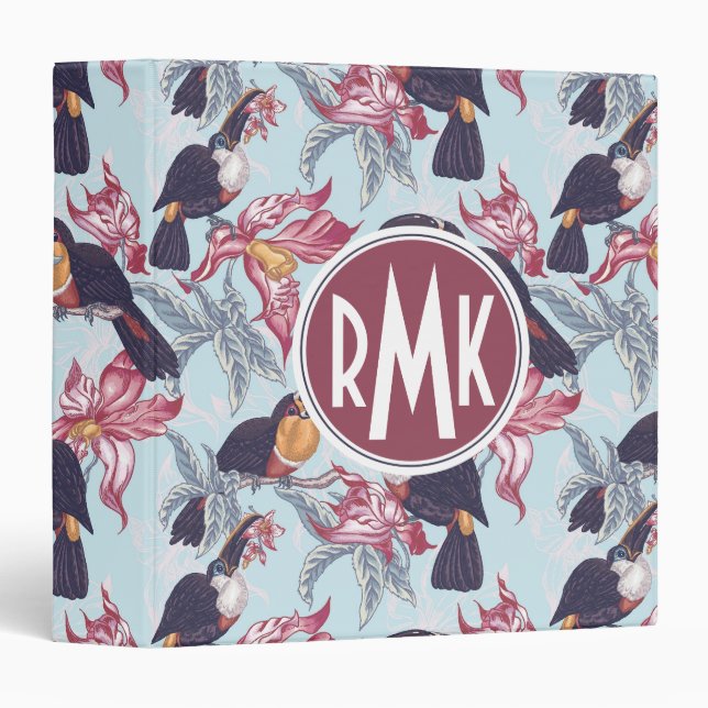 Toucans With Exotic Flowers | Monogram Binder (Front/Spine)