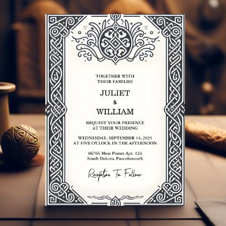 Touch Celtic Nordic Medieval Scroll Viking Wedding Invitation