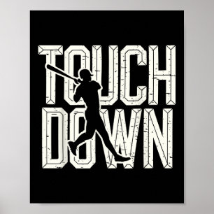 Touch Down Funny Baseball Player Kids Boys Women M Poster