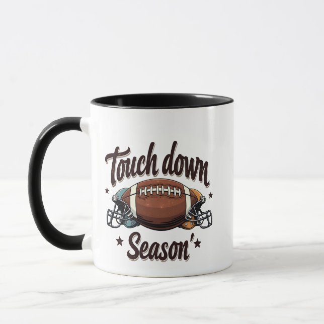 Touch Down Season Fantasy Football Rugby Gift  Mug (Left)