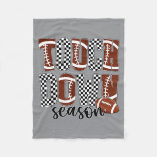 Touch Down Season Game Day Chequered Football Mom Fleece Blanket