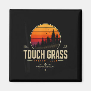 Touch grass therapy club retro nature streetwear magnet
