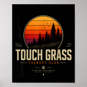 Touch grass therapy club retro nature streetwear poster