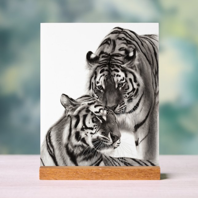 Touch - Hand-Painted Original Tiger Artwork  Acrylic Sign (Neutral)