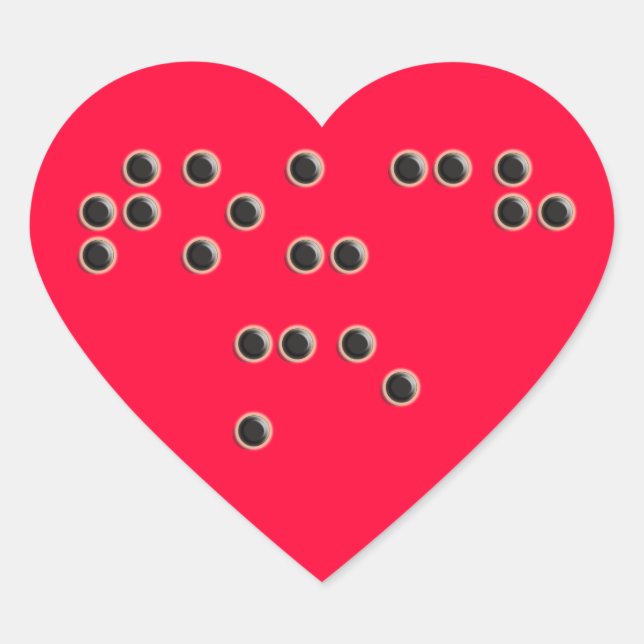 Touch Me (Braille) Heart Sticker (Front)